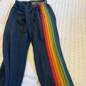 Aviator Nation - Size Small Navy Five Stripe Sweatpants